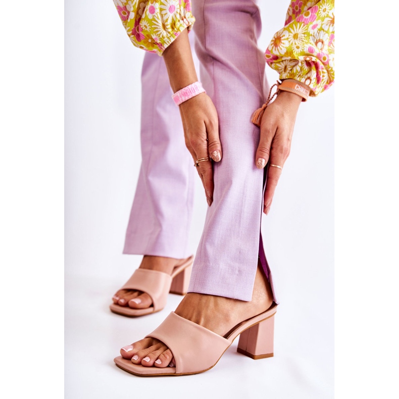 PG1 Papuci Clasici De Piele Pe Toc Înalt Nud Talena roz 1