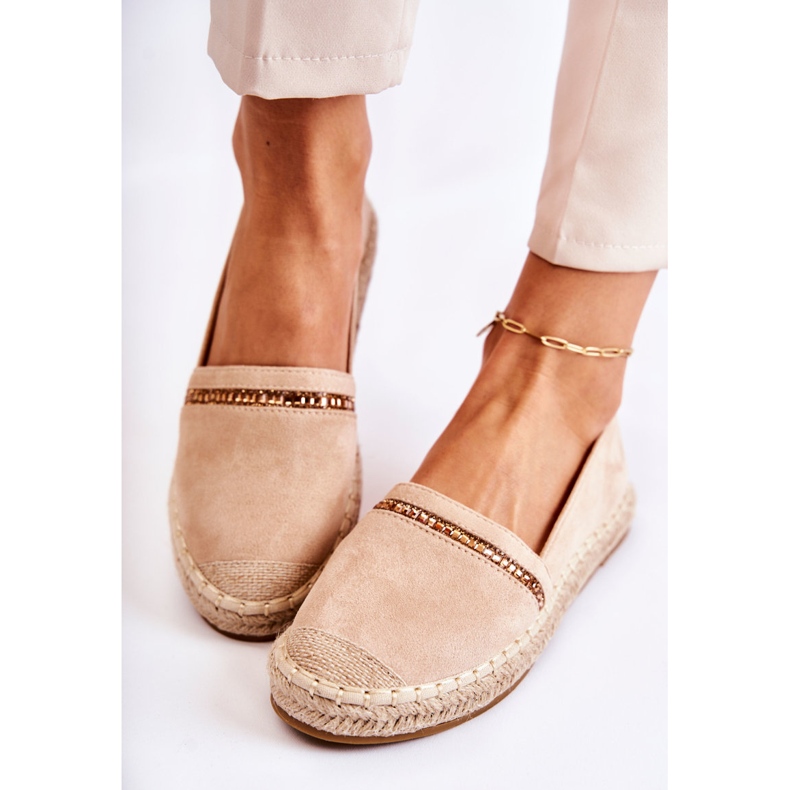 S.Barski Espadrile clasice pentru femei, bej, cu slip-on Cersei 1