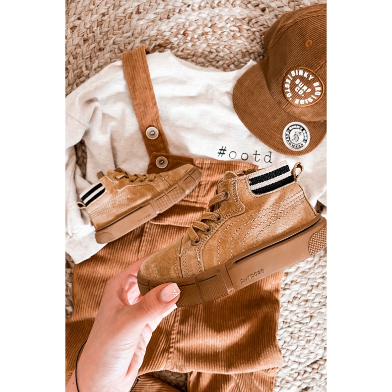 PA1 Pantofi înalți pentru copii, cu fermoar Camel Boone galben cămilă 1