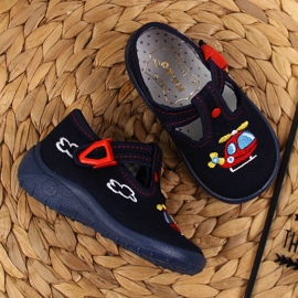 Papuci de casa baieti pentru gradinita bleumarin Nazo albastru 2