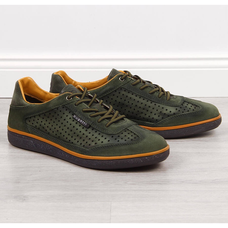 Verde Pantofi bărbați din piele ajurata Bugatti JJ153022 1 Verde Pantofi bărbați din piele ajurata Bugatti JJ153022 1