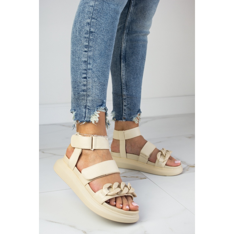 Sandale pe platformă cu lanț bej Laura La.Fi 2