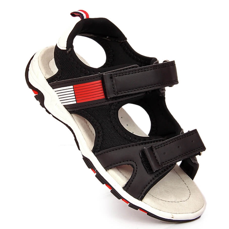 Sandale pentru băieți Black American Club cu velcro negru 1