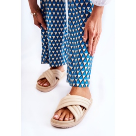 PJ1 Papuci de piele clasici de dama Bej Daron 2