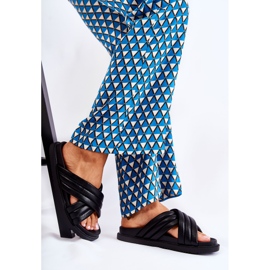 PJ1 Papuci de damă clasici din piele neagră Daron negru 1