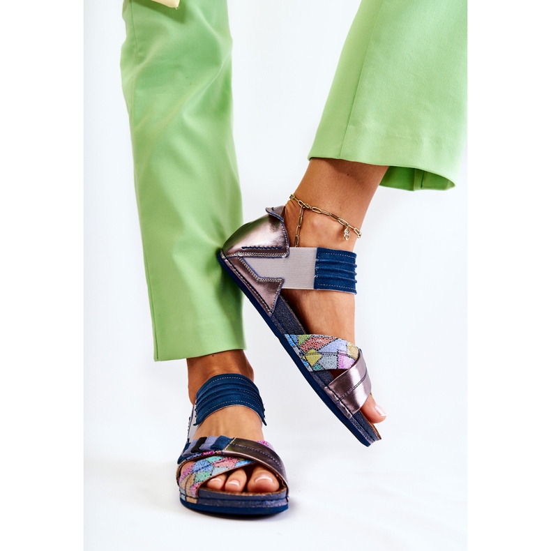 Sandale Piele Cu Ribbed Maciejka 03375 Albastru 2