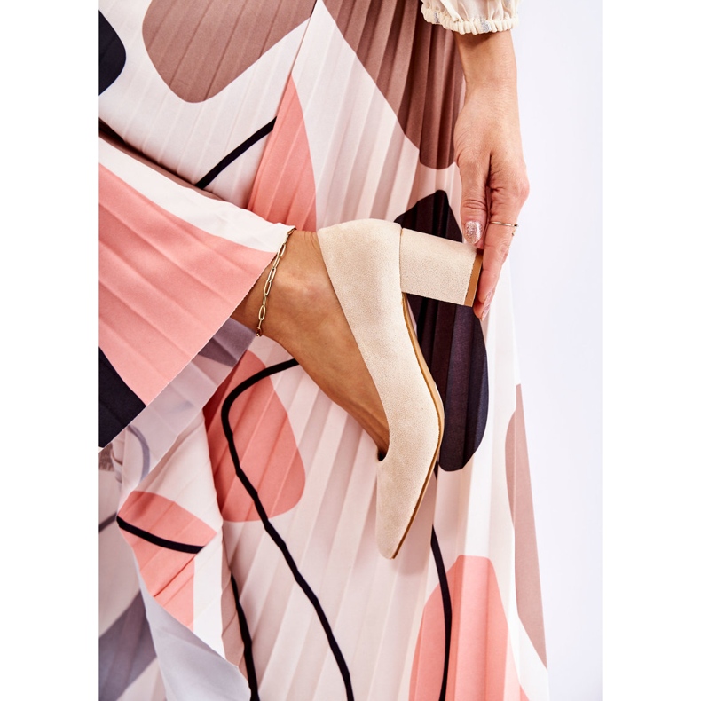 PS1 Pompi clasici din piele intoarsa pe un bar Bej Lency 2