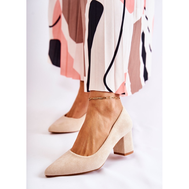 PS1 Pompi clasici din piele intoarsa pe un bar Bej Lency 1