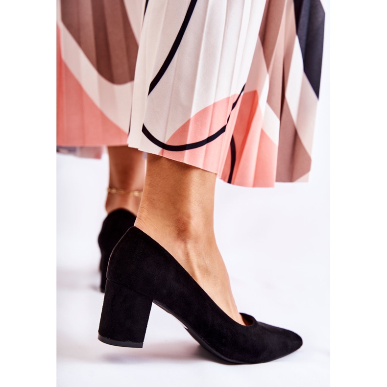 PS1 Pompi clasici din piele intoarsa pe o bara neagra Lency negru 1