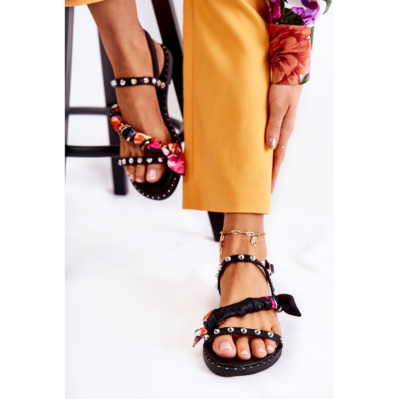 PG1 Sandale Damă Cu Ornamente Negre Mataro negru 2