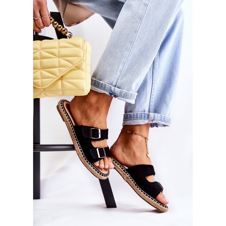 PG1 Papuci de damă clasici din piele intoarsa Negru Casilda 2