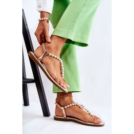 PG1 Sandale La Moda Flip Flops Cu Perle Rose Gold Isalia roz de aur 1