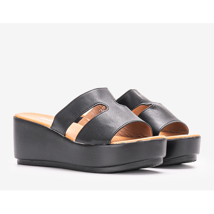 Papuci negri pe platforma Duffel negru 1