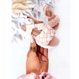 Sandale pentru fete cu împletitură roz 5