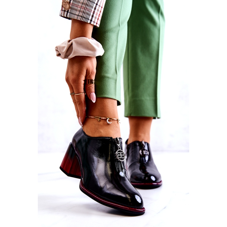 S.Barski Pantofi la modă lăcuți pe un stâlp Lorena negru și roșu roşu 1