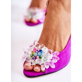 PA2 Sandale cu pompe de piele intoarsa la moda cu decor Fuchsia Meriss roz 2