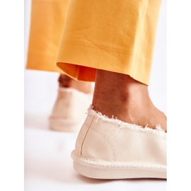 Espadrile clasice pentru femei, bej, cu floare 2