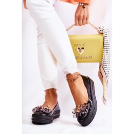 PA2 Balerini De Piele Pe Platformă Cu Ornament Beriette Negru 2