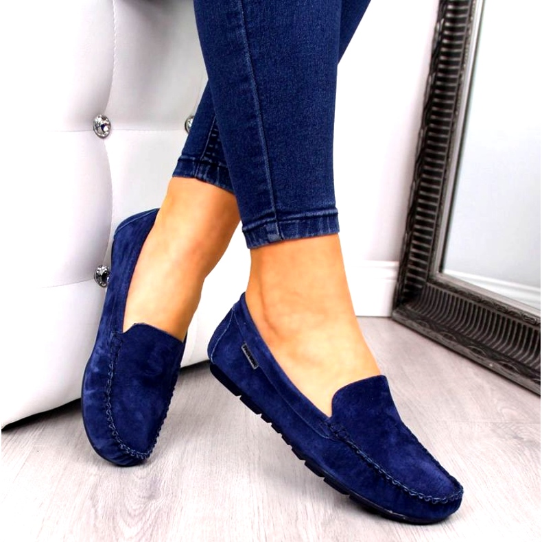 Mocasini din piele bleumarin W Vinceza albastru marin 3