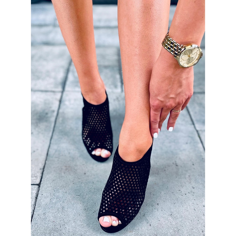 Sandale Sydney negre ajurate negru 1