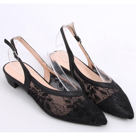 Balerini din dantela fara toc Margo Black negru 1