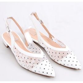 Balerini din dantela fara toc Margo White alb 1