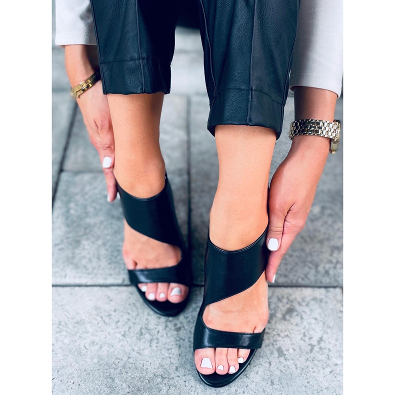 Sandale Jessica Black cu toc înalt negru 1