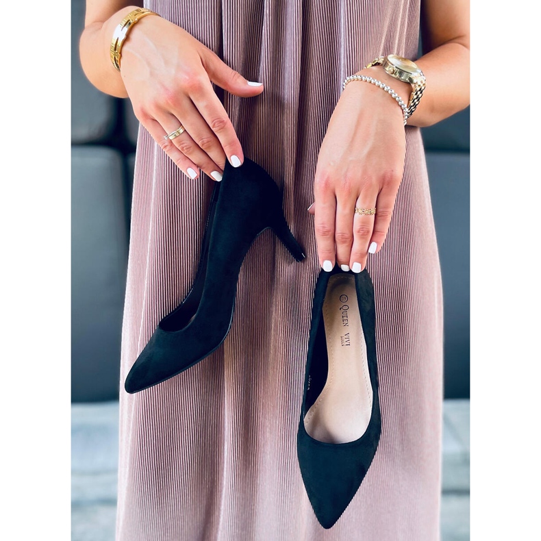 Papuci cu toc stiletto Susan Black negru 2