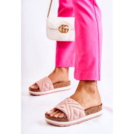 PG1 Papuci de damă din piele intoarsa pe o platforma Heritta roz masiv 1