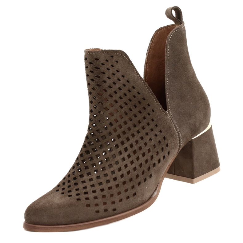 Lewski Shoes Cizme ajurate din piele intoarsa Pantofi Lewski 3165 velur pământ maro 5