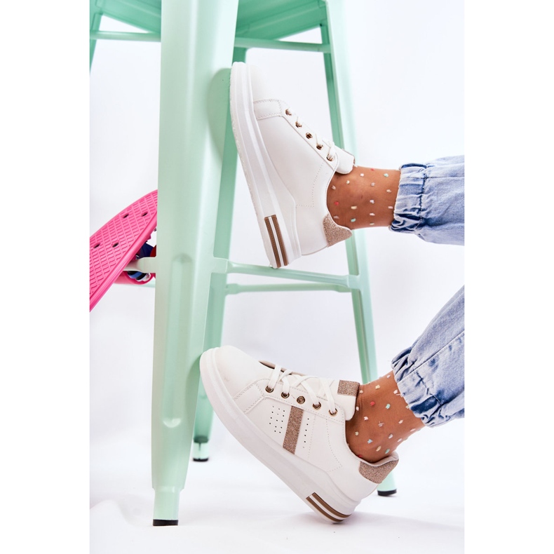 FK2 Pantofi Sport dama, Legat Alb Otylia de aur 1