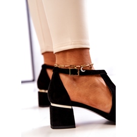 Papuci din piele intoarsa pe toc Laura Messi 2309 Negru 1