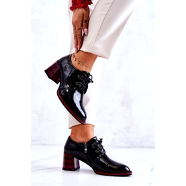 S.Barski Pantofi jos lacuiti cu fermoar negru roșu 2