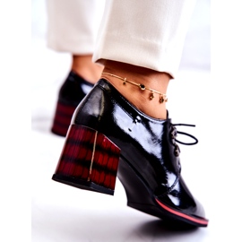 S.Barski Pantofi jos lacuiti cu fermoar negru roșu 3