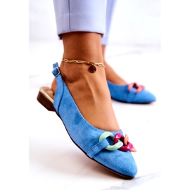 Lewski Shoes Balerini din piele intoarsa cu lant Pantofi Lewski 3125 Albastru multicolor 1