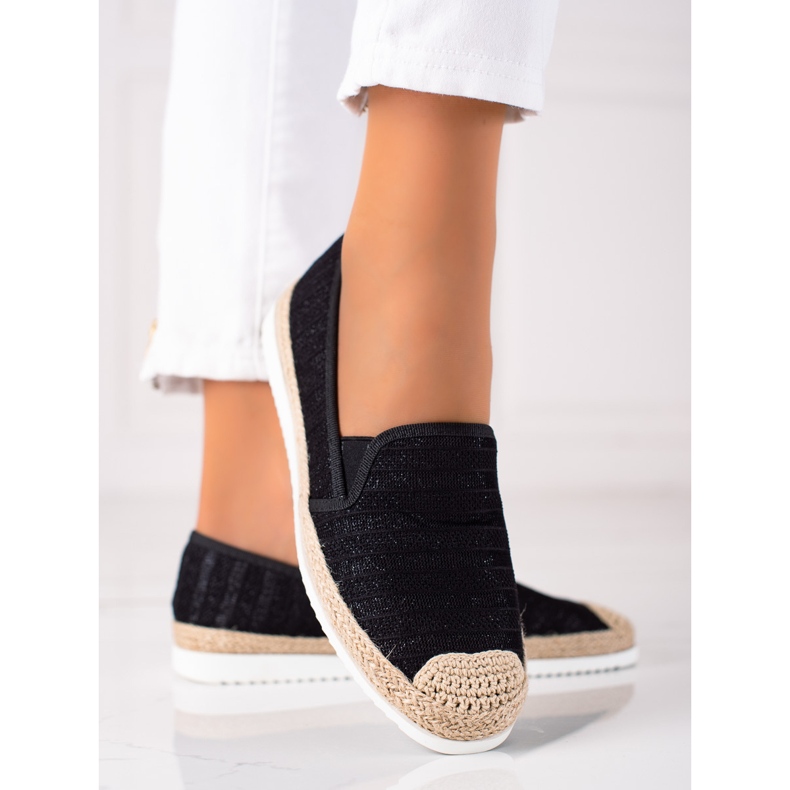 SHELOVET Espadrile cu slip-on negru 2