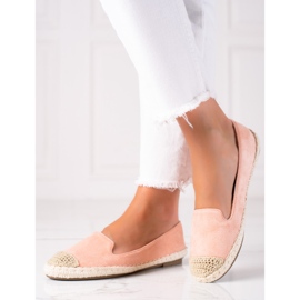 SHELOVET Espadrile din piele intoarsa roz 1