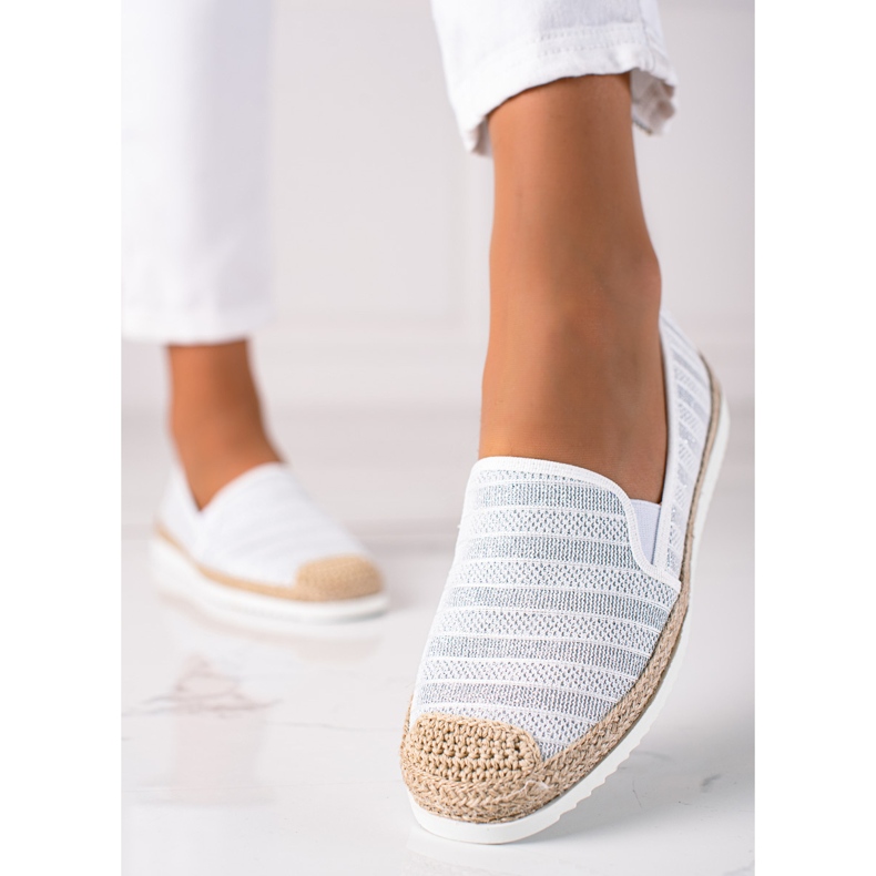 SHELOVET Espadrile cu slip-on alb 2