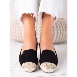 SHELOVET Espadrile din piele intoarsa negru 1