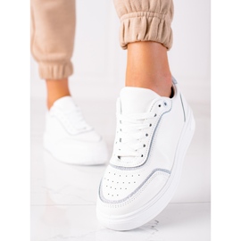 SHELOVET Adidași cu insertie argintie alb 2