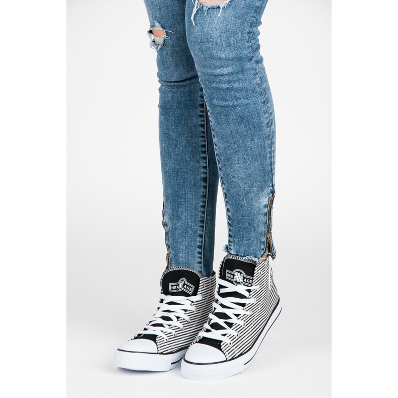 Adidași înalte New Age alb negru 2