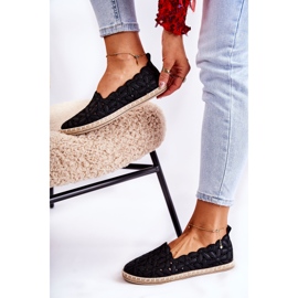 PE1 Balerini Slip-On De Damă Cu Flori Venice negre negru 2