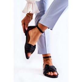 Sandale Astana din piele neagră pentru femei la modă negru 2