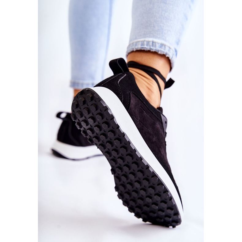 PG1 Pantofi sport negri Nayla din piele intoarsa de dama negru 2