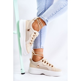 PG1 Pantofi Sport Femei din Piele Bej Salmira 1 PG1 Pantofi Sport Femei din Piele Bej Salmira 1