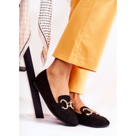 PG1 Mocasini de dama din piele intoarsa cu decor Black Reality negru 1