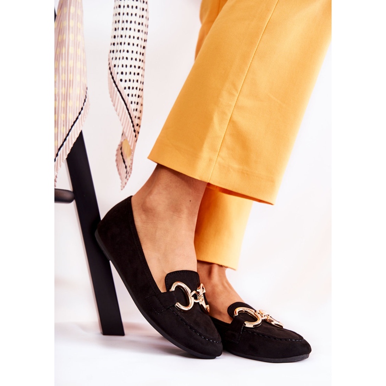 PG1 Mocasini de dama din piele intoarsa cu decor Black Reality negru 1