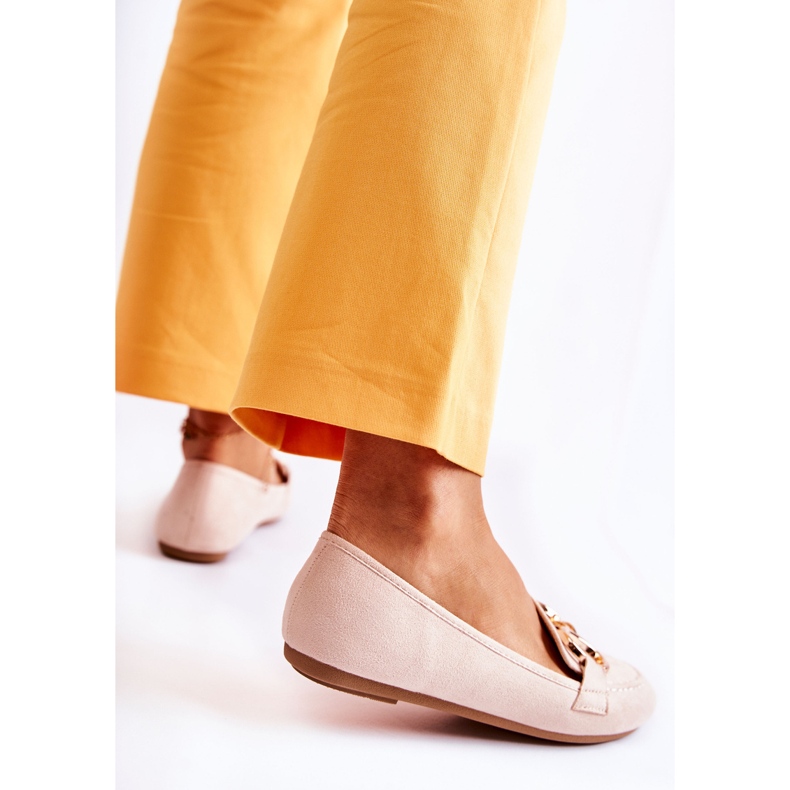 Mocasini de dama din piele intoarsa cu decor Bej Reality 2