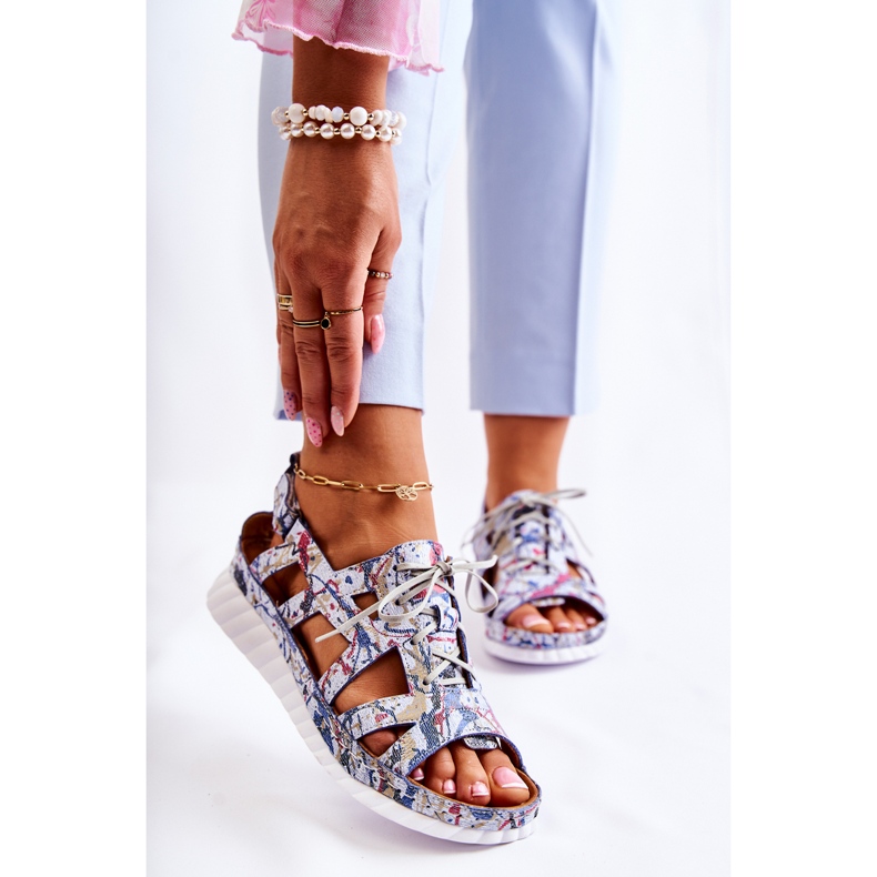 Maciejka Sandale Damă Piele Cu Velcro 05375-06 Albastru multicolor 1