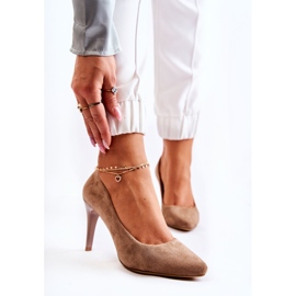 Sergio Leone Stilettos clasici din piele intoarsa, magic maro bej 1